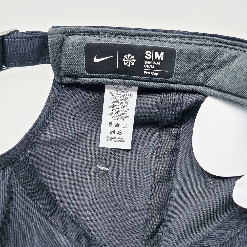 Nike Pro Golf Training Unstructured Strapback S/M Rope Hat IB8543-010 Black Cap - Picture 7 of 9